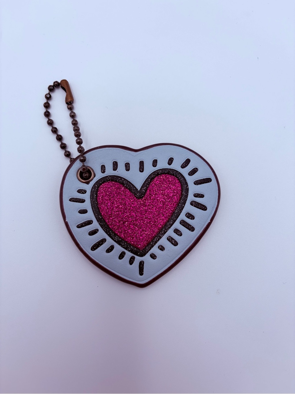 Coach x Keith Haring Glitter Heart Leather Bag Charm
